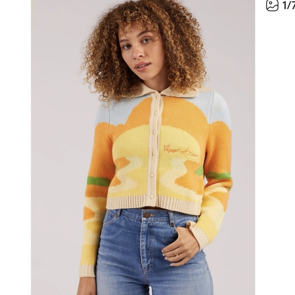 House of Sunny Day Tripper Vol.2 Sunset Sunrise Cropped Cardigan Boho Cozy